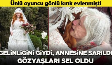Ünlü oyuncu gönlü kırık evlenmişti… Gelinliği giydi, hasta annesine sarıldı… Gözyaşları sel oldu